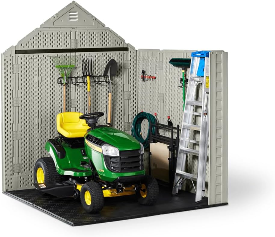 Abri de jardin extérieur en résine Rubbermaid avec plancher, 7 x 7 pi, résistant aux intempéries