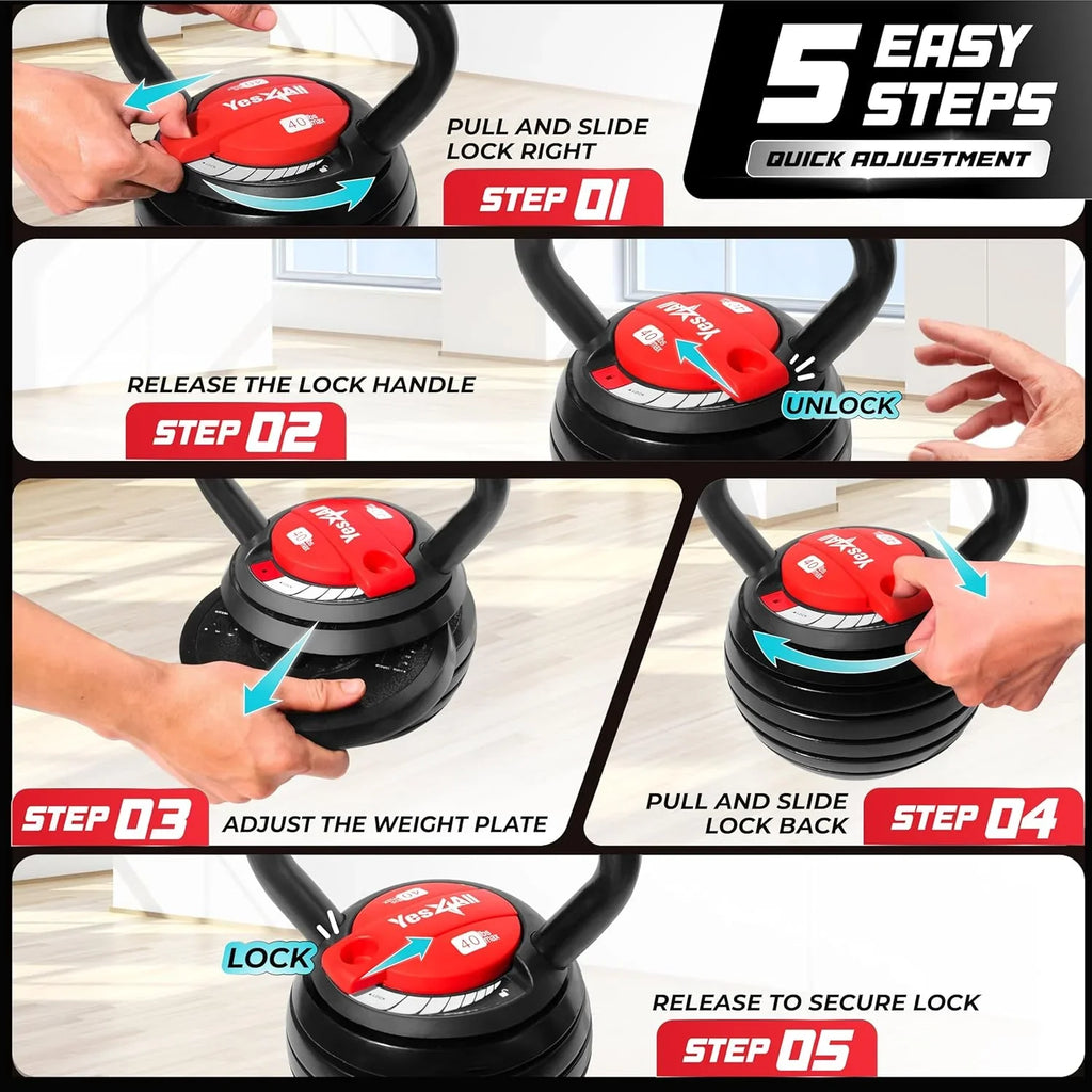 Kettlebells réglables, poignées de kettlebell, poignées de kettlebell, ensembles de poids de conversion de kettlebell