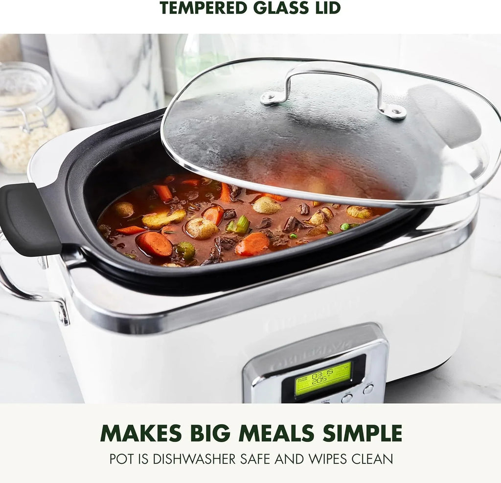 Mijoteuse électrique programmable 8 en 1 de 6 litres avec couvercle lavable au lave-vaisselle et base amovible