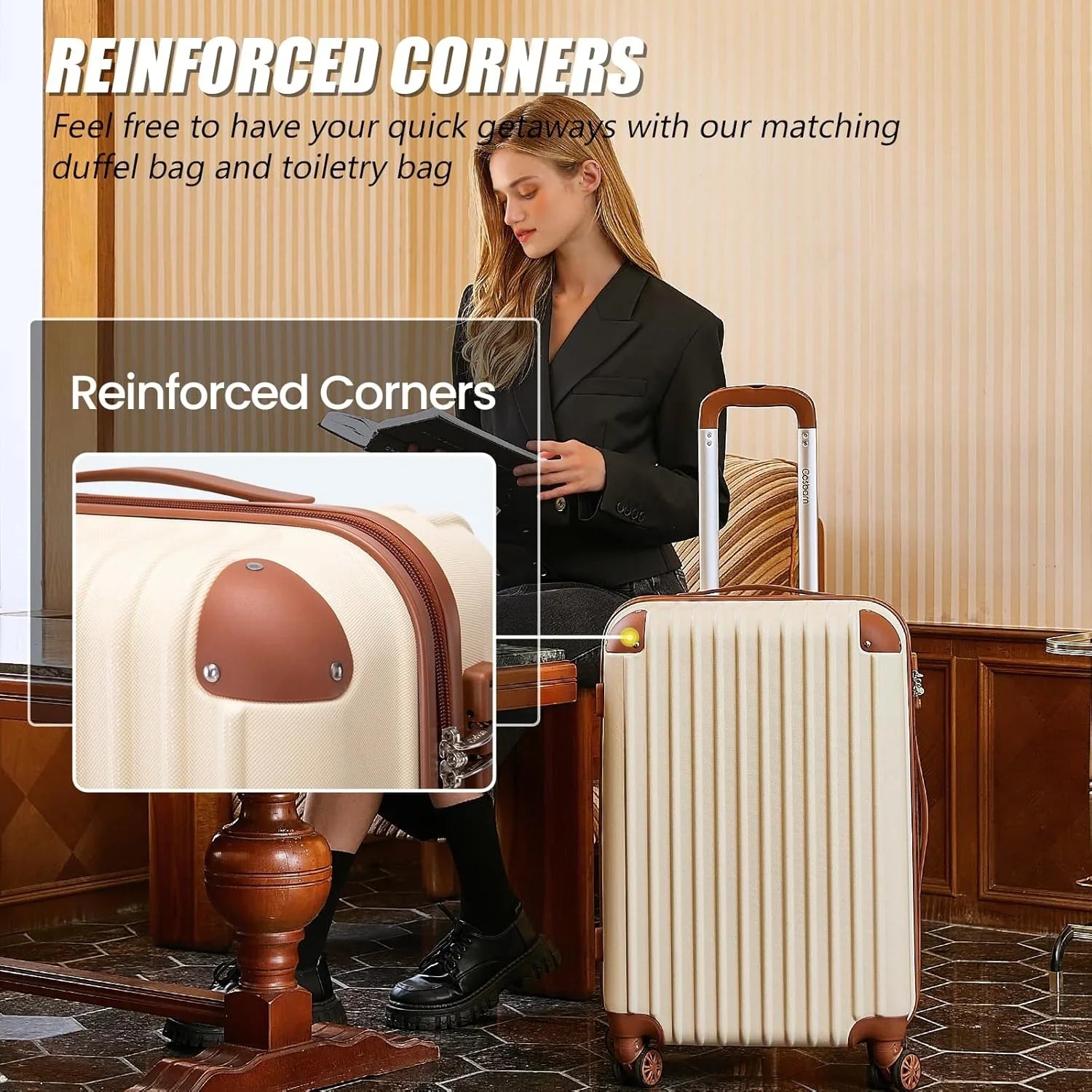 Ensemble de bagages 5 pièces avec valises à roulettes, valise rigide en ABS