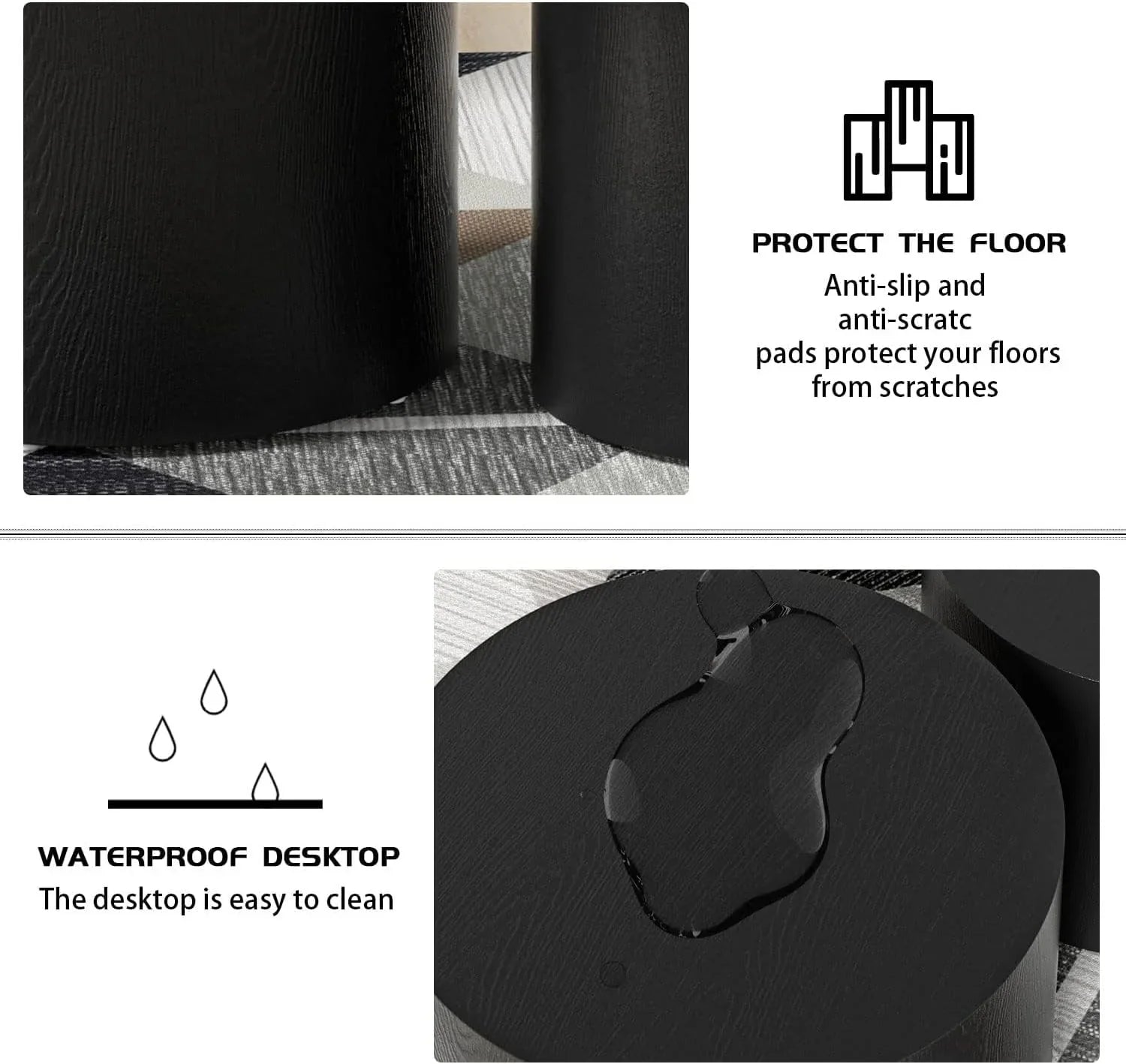 Lot de 2 tables basses gigognes, table basse ronde moderne avec pieds antidérapants, tables d'appoint circulaires en bois de noyer