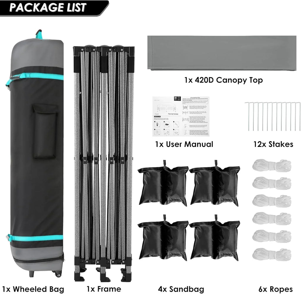 Tente pop-up robuste COBIZI 10x20 avec 6 parois latérales, facile à installer