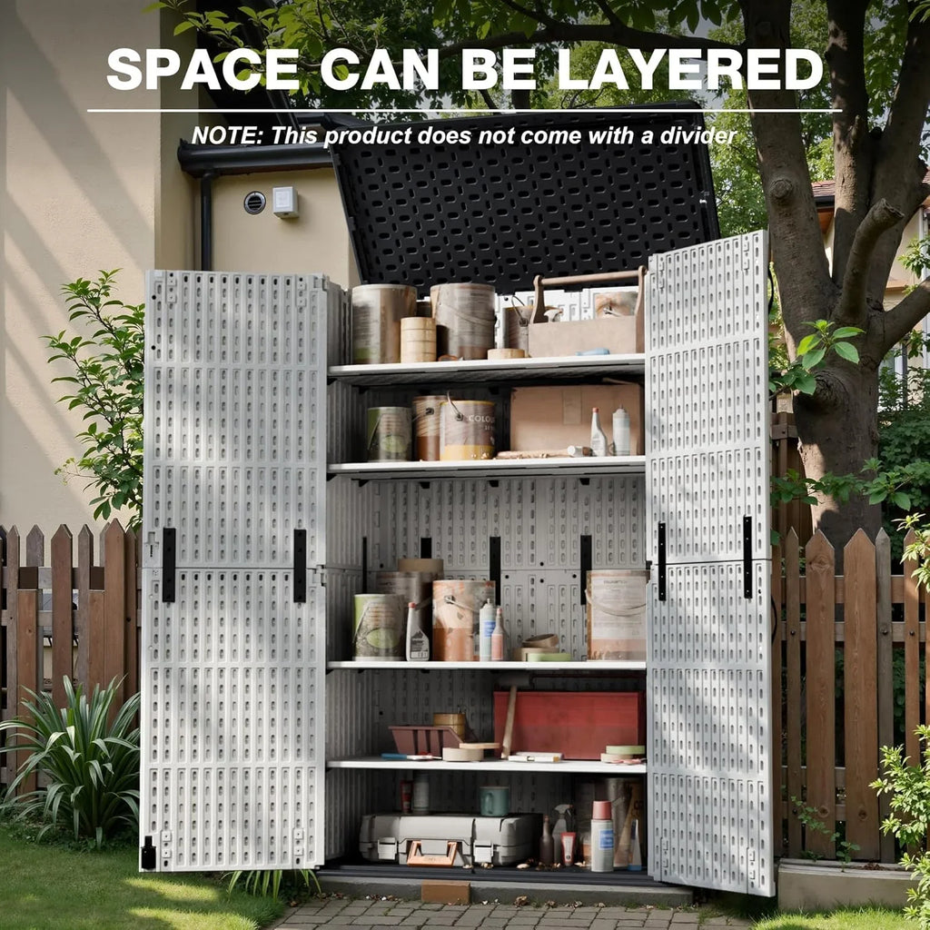 Abri de rangement horizontal extérieur Greesum 27 pieds cubes en résine grand coffre de rangement