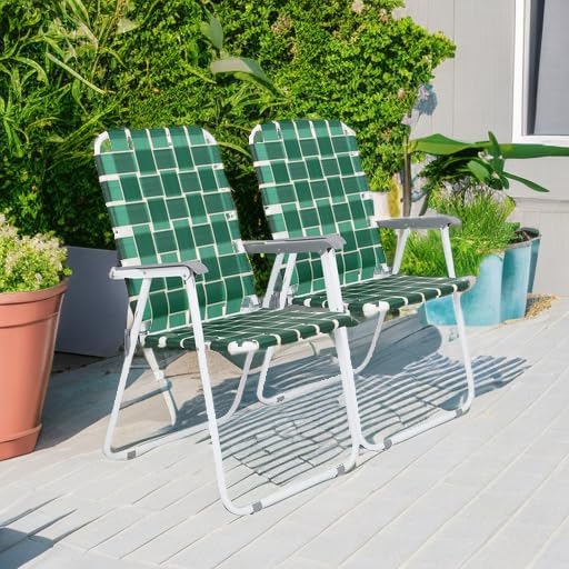 Lot de 2 chaises pliantes en toile pour patio VINGLI, chaise de plage portable pour extérieur, chaise de camping