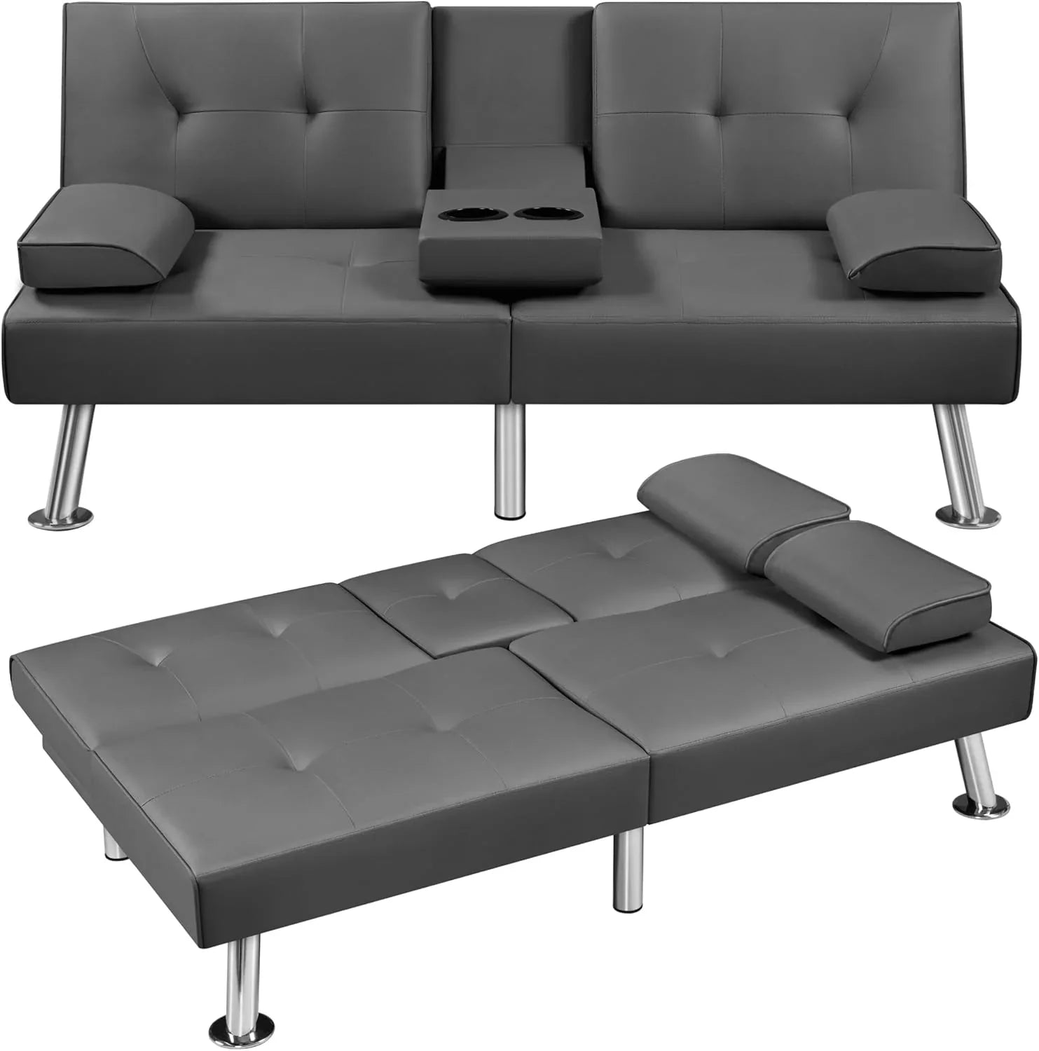 Canapé-lit convertible moderne en similicuir pour la maison, inclinable, double, pliable, pour invités