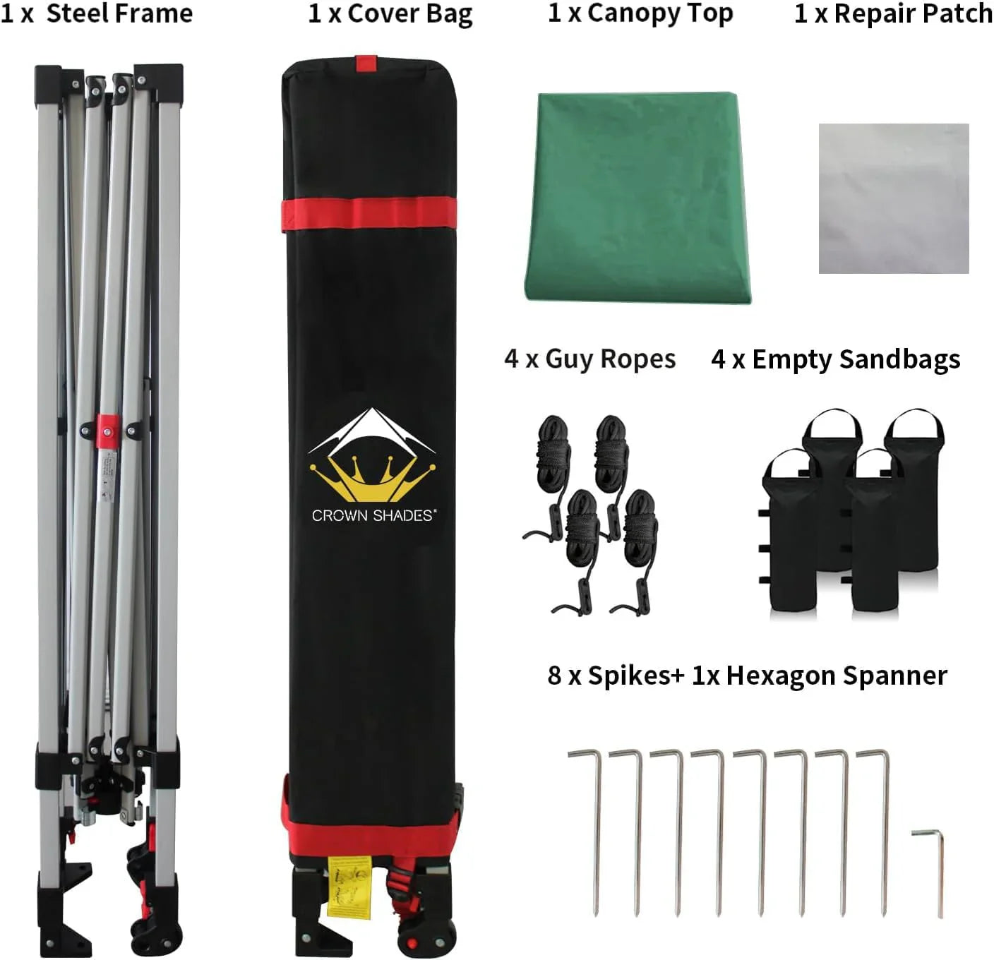 Auvent pop-up 10x10 - Installation en un clic - Tente de plage - Parasol extérieur avec dessus argenté, 3 hauteurs et 4 poches à sable