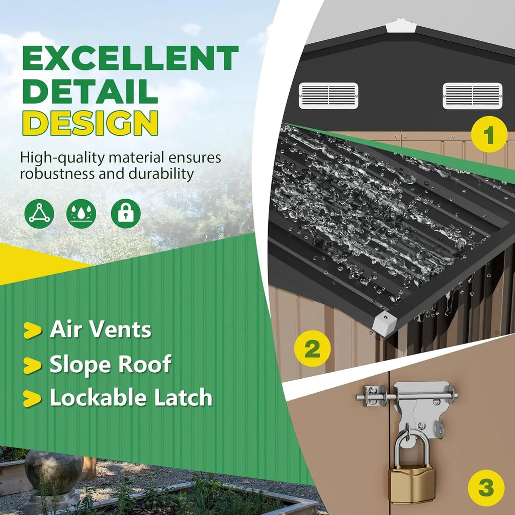 Abri de jardin extérieur Devoko 5 x 3 pi verrouillable en métal