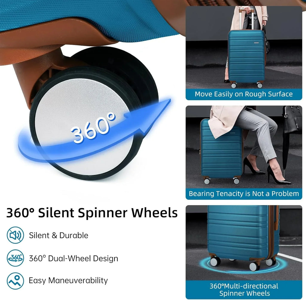 Ensemble de bagages 6 pièces, ensemble de valises rigides extensibles avec roulettes pivotantes, ensemble de bagages à roulettes légers