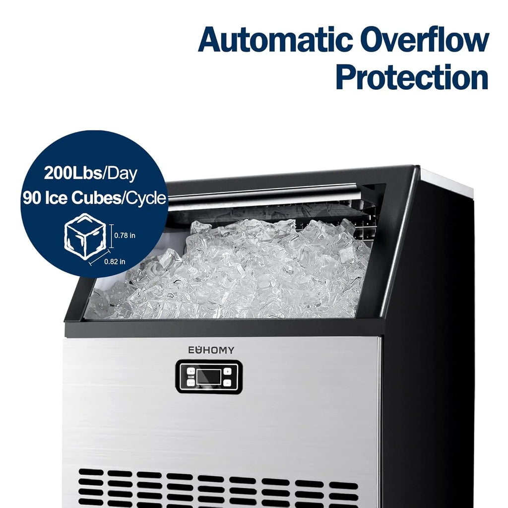 EUHOMY Machine à glaçons commerciale Machine à glaçons sous le comptoir en acier inoxydable Machine à glaçons autonome.
