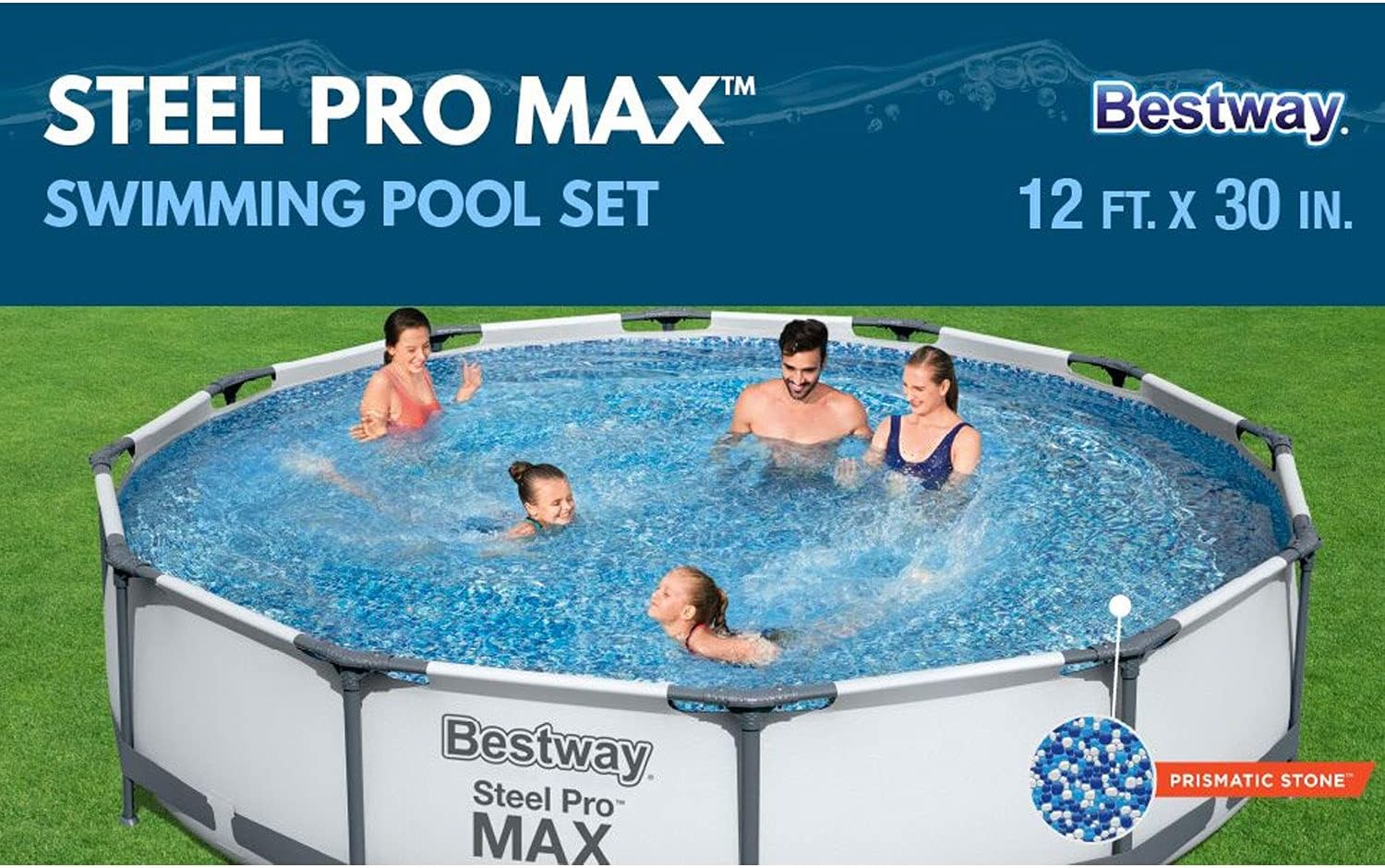 Kit de piscine hors sol extérieure à cadre métallique rond Steel Pro MAX 10' x 30'