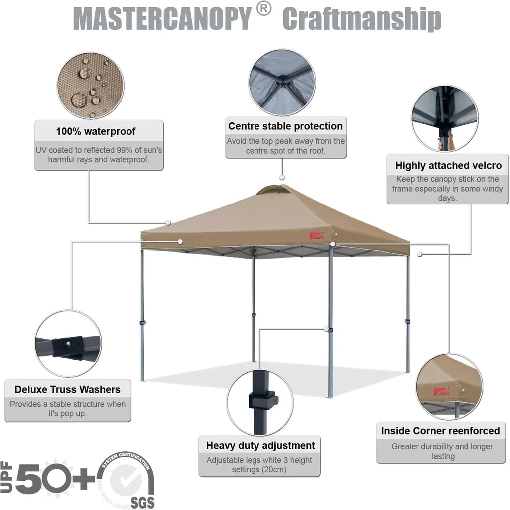 Tente pop-up robuste avec sac à roulettes (10 x 10, noir)
