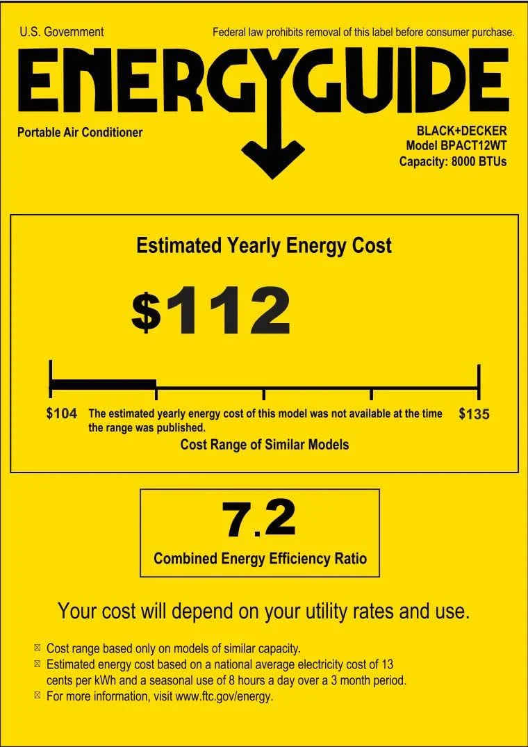 Climatiseur portatif BLACK+DECKER 8 000 BTU