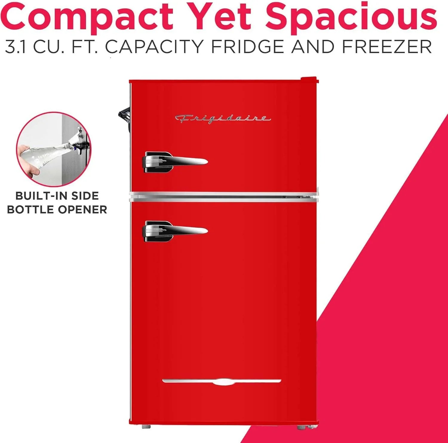 Mini-réfrigérateur rétro Frigidaire avec congélateur et décapsuleur latéral