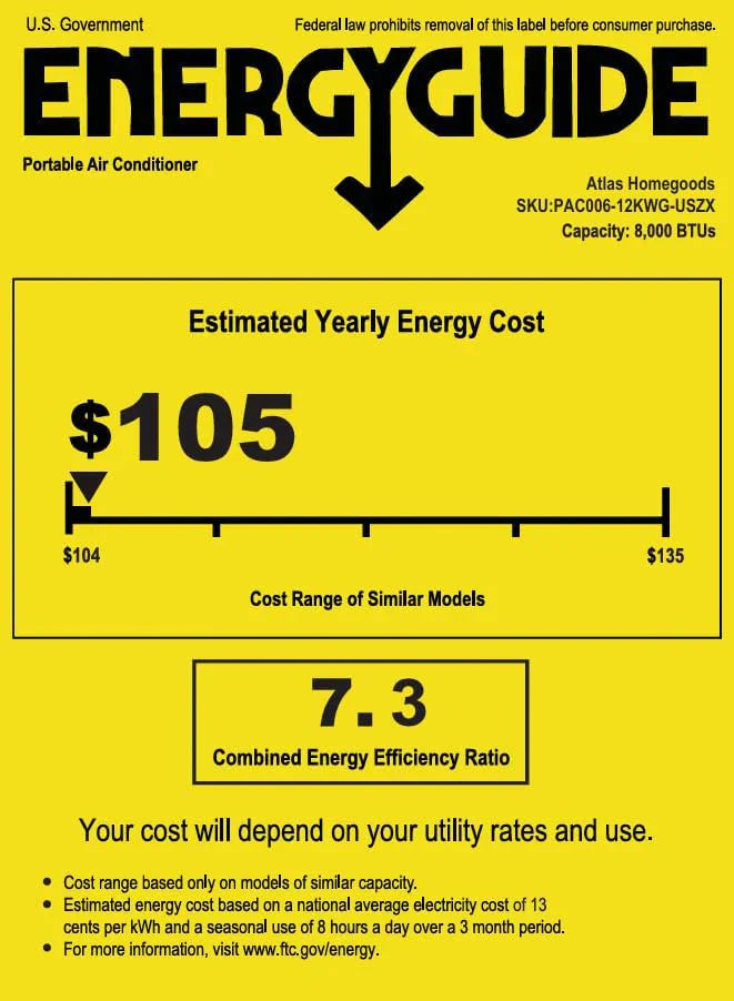 Climatiseur portatif EUHOMY 8 000 BTU, 4 en 1, couvre jusqu'à 350 pi², 4 modes, silencieux, avec télécommande, refroidissement, ventilateur, déshumidificateur
