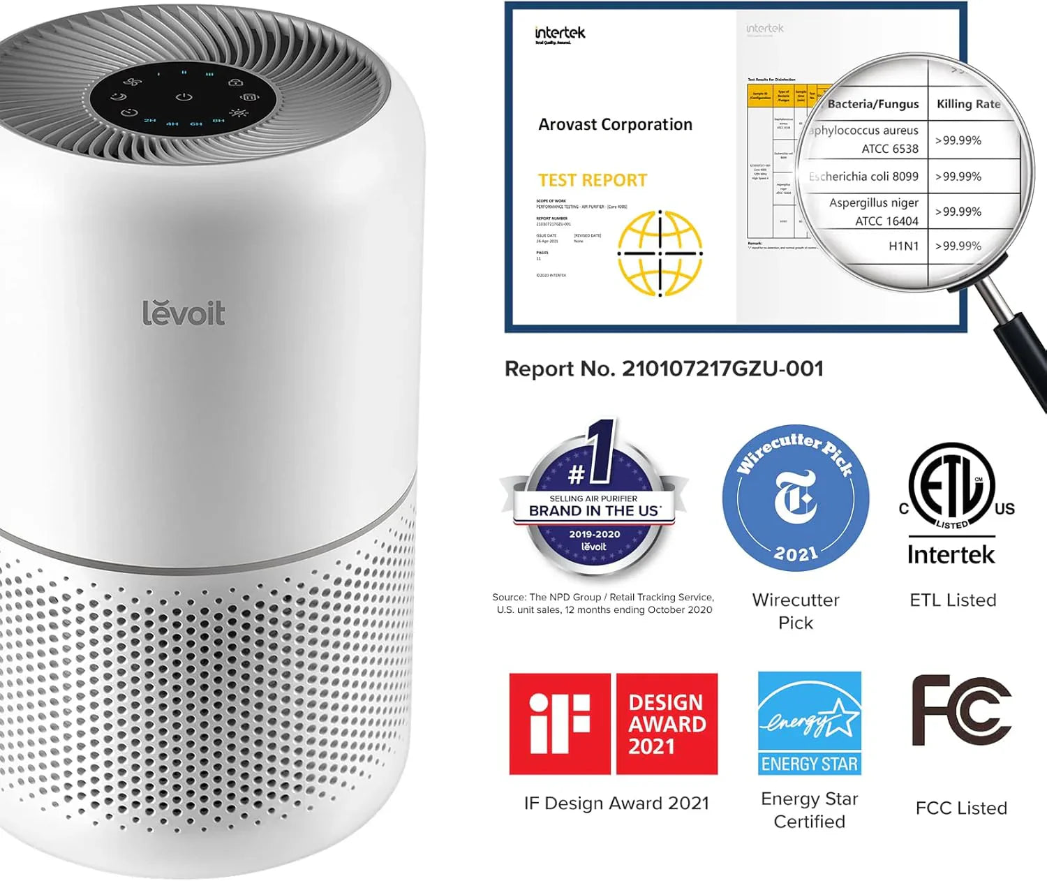 Purificateur d'air pour les allergies et les poils d'animaux dans la chambre, moteur à couple élevé de 56 W