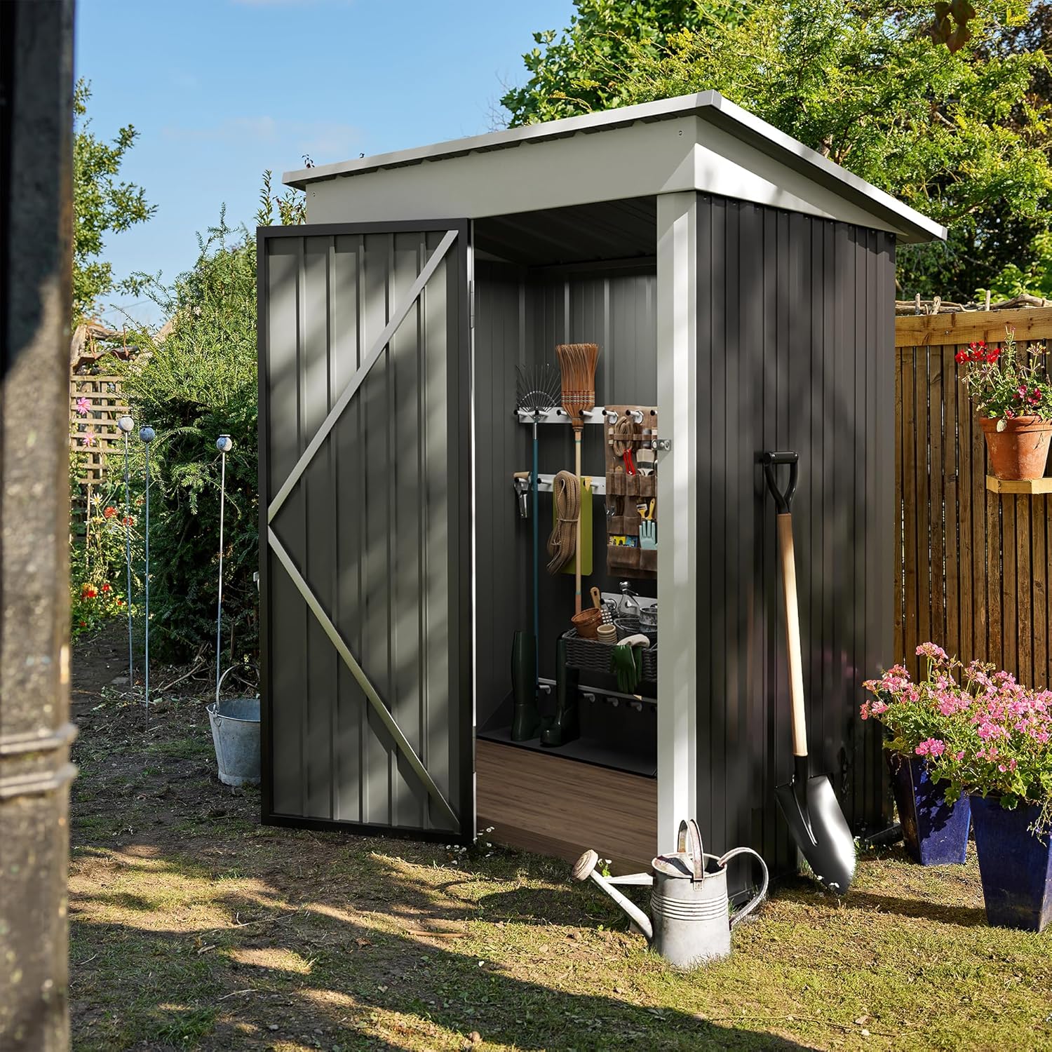 Abri de jardin extérieur Devoko 5 x 3 pi verrouillable en métal