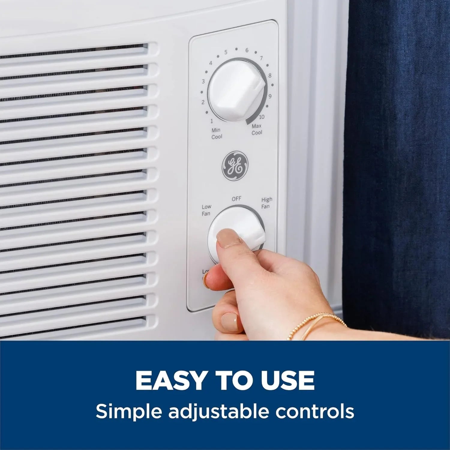 Climatiseur de fenêtre GE, 6 000 BTU, pour petites pièces jusqu'à 250 pieds carrés, avec ventilateur réglable et réglages de refroidissement
