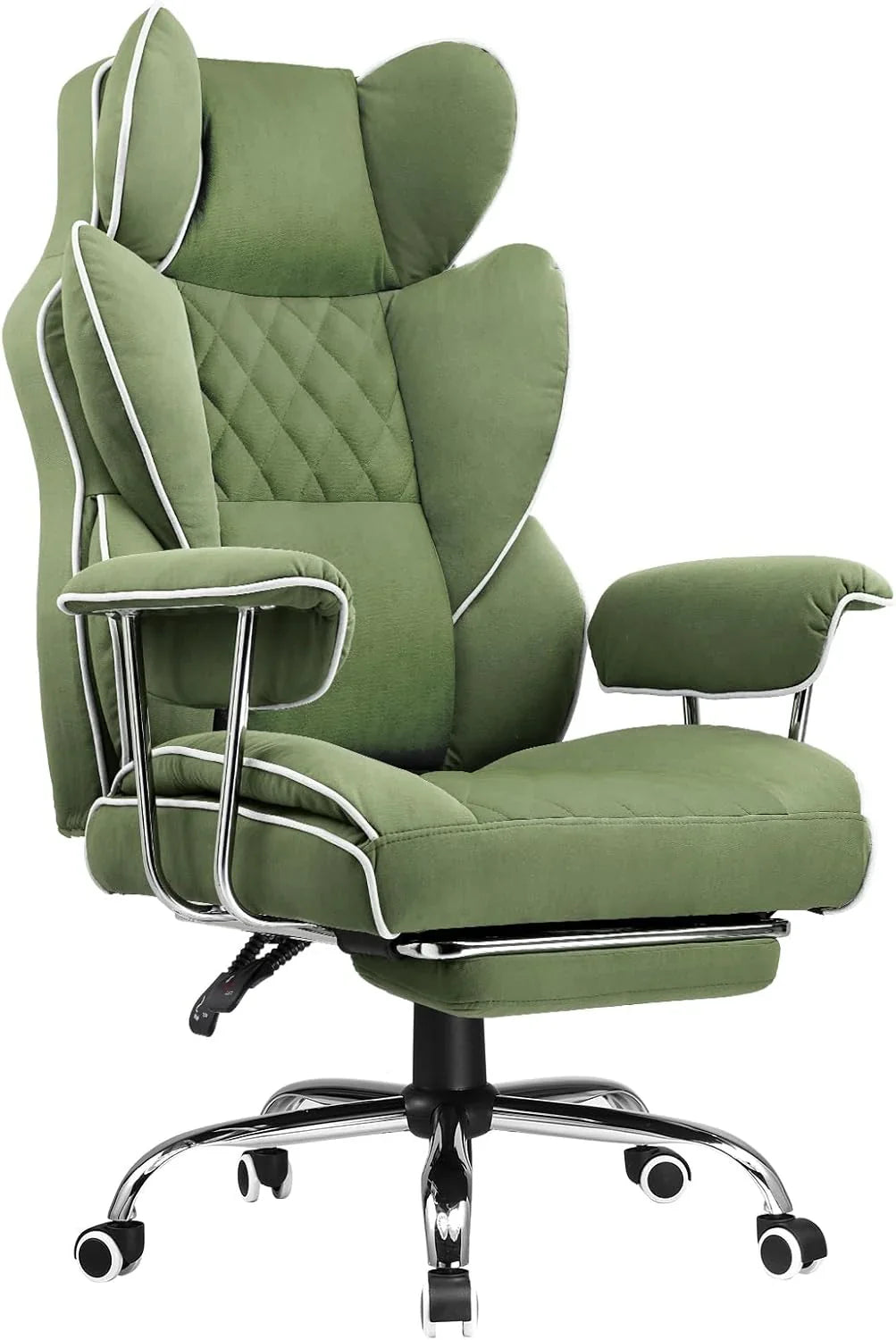 Grande chaise de bureau à dossier haut, chaise de jeu en cuir à dossier haut avec repose-pieds