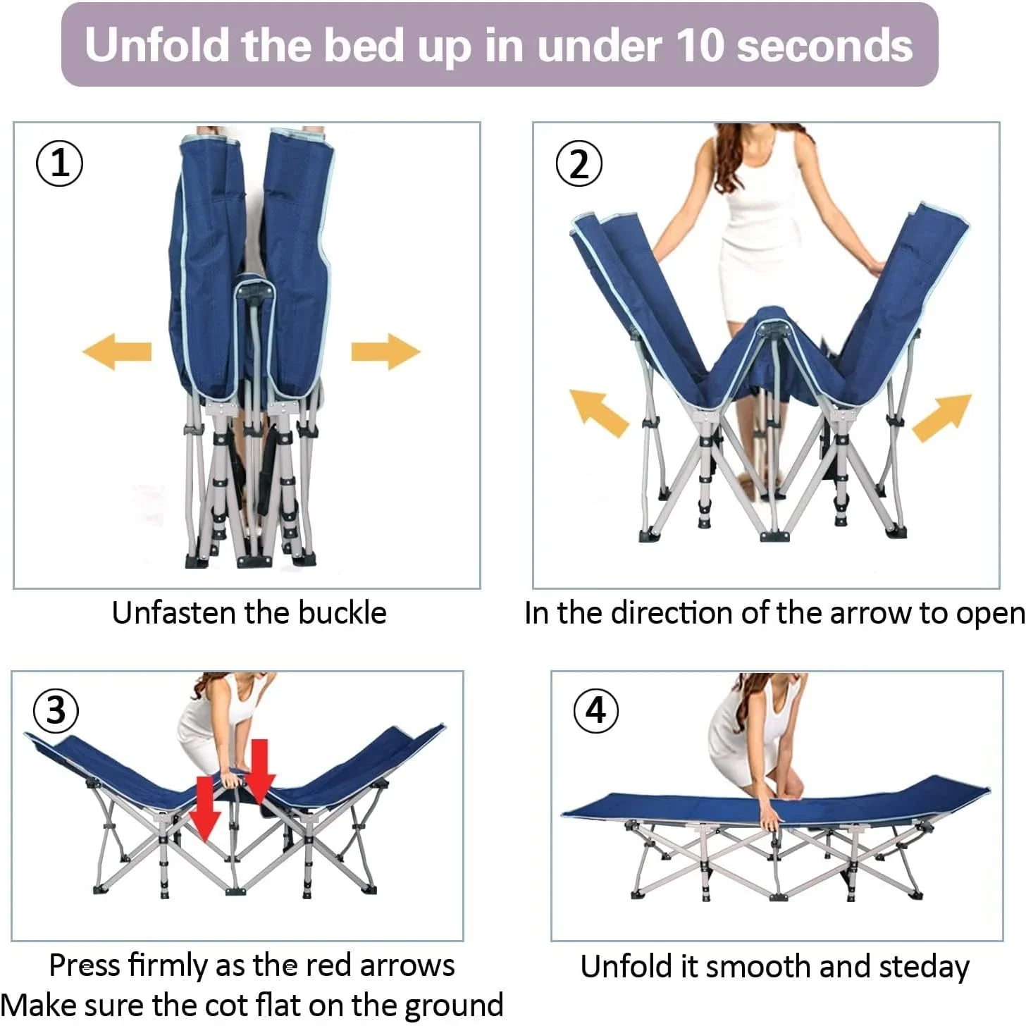 Lot de 2 lits de camp avec matelas, lit pliant confortable et robuste pour bébé