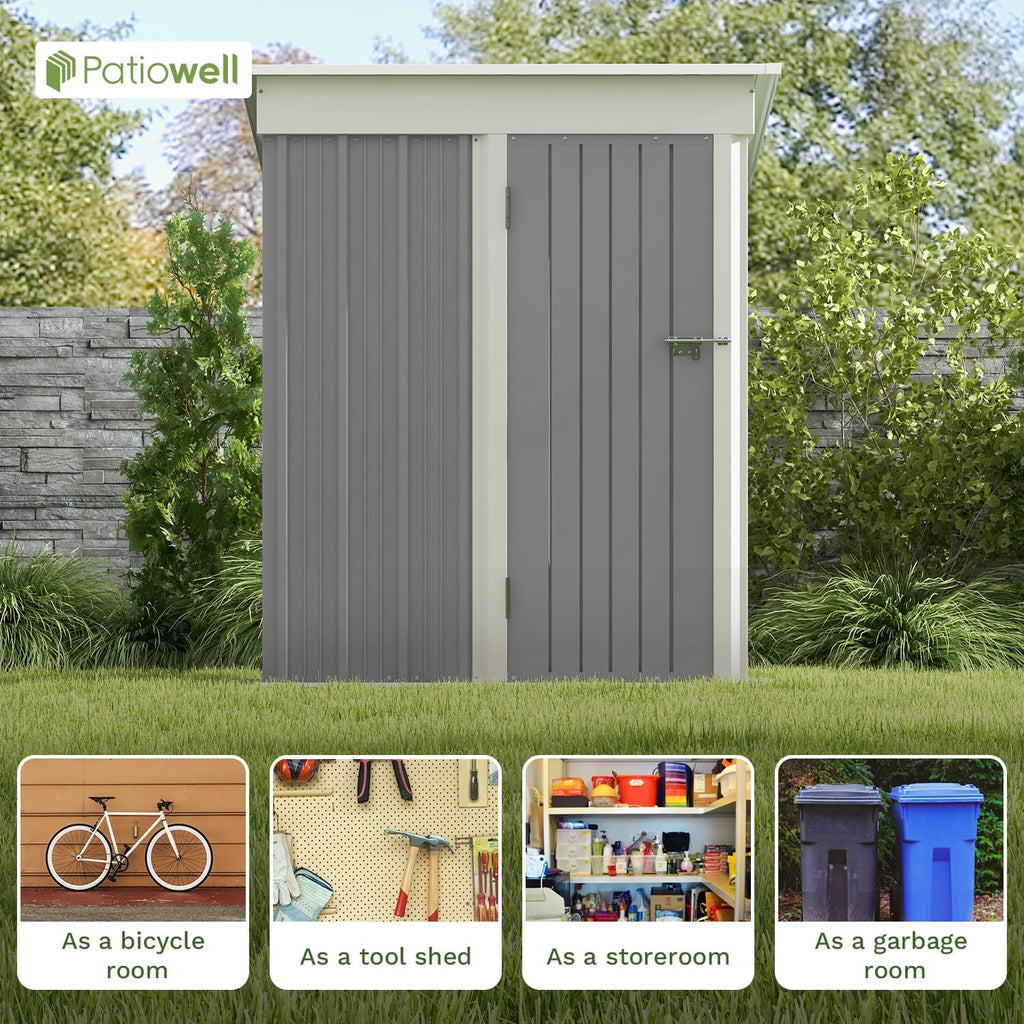 Patiowell Abri de rangement extérieur 5 x 3 pi, abri à outils avec toit en pente et porte verrouillable
