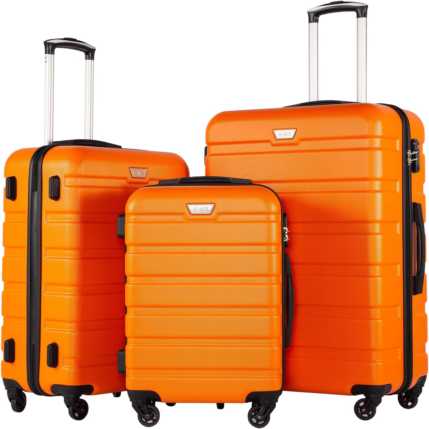 Ensemble de 3 valises Coolife, valises à roulettes rigides et légères avec serrure TSA