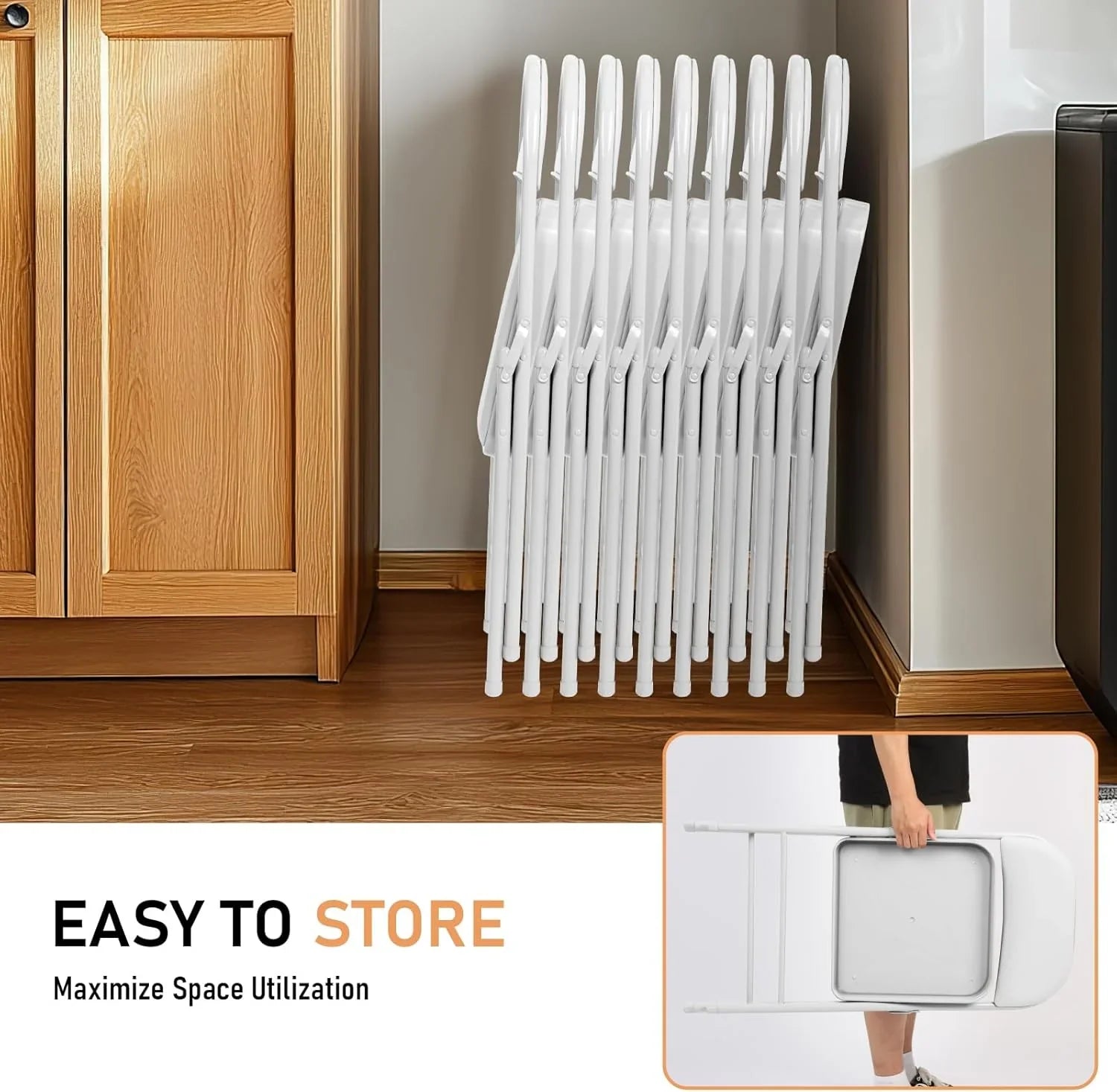 Lot de 6 chaises pliantes noires avec chaises en cuir pour événements intérieurs et extérieurs, chaises rembourrées pour bureau, mariage, fête