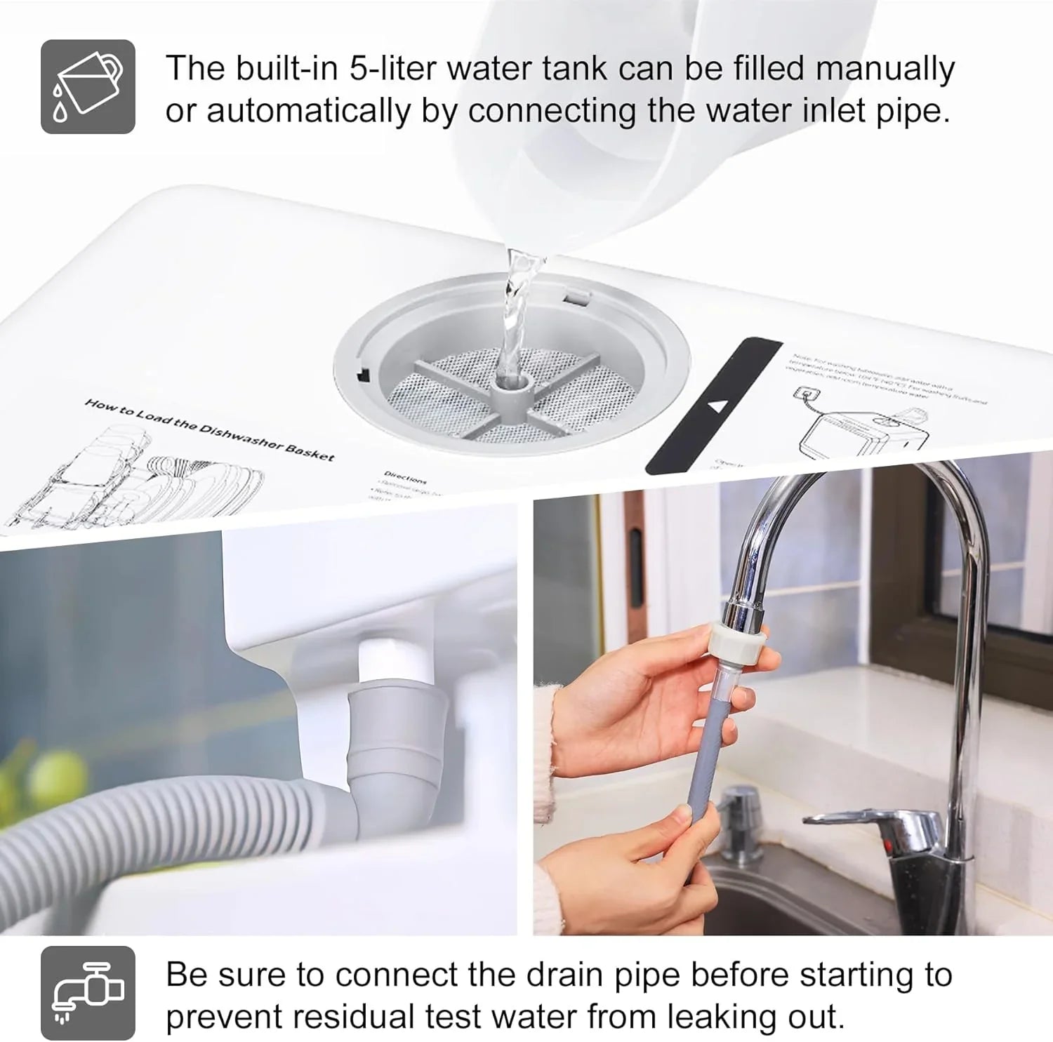 Mini lave-vaisselle de comptoir. Compact avec fonction séchage. Double bras gicleurs. Lave-vaisselle de comptoir portable.