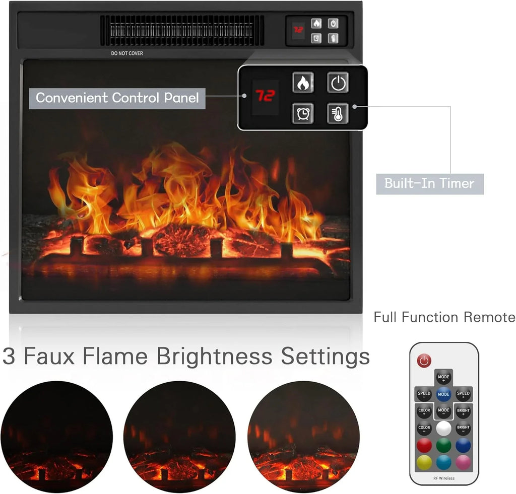 YESHOMY tv-meubel met open haard en twee schuifdeuren, opbergkasten voor tv's tot 65 inch en groter, entertainmentmeubel, mediameubel voor de woonkamer, 58 inch 