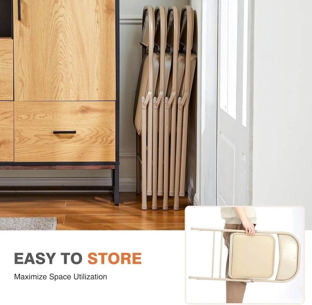 Lot de 12 chaises pliantes Sweetcrispy, rembourrées en cuir, robustes et pliables en métal.