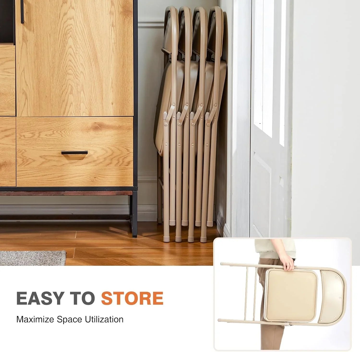 Lot de 12 chaises pliantes Sweetcrispy, rembourrées en cuir, robustes et pliables en métal.