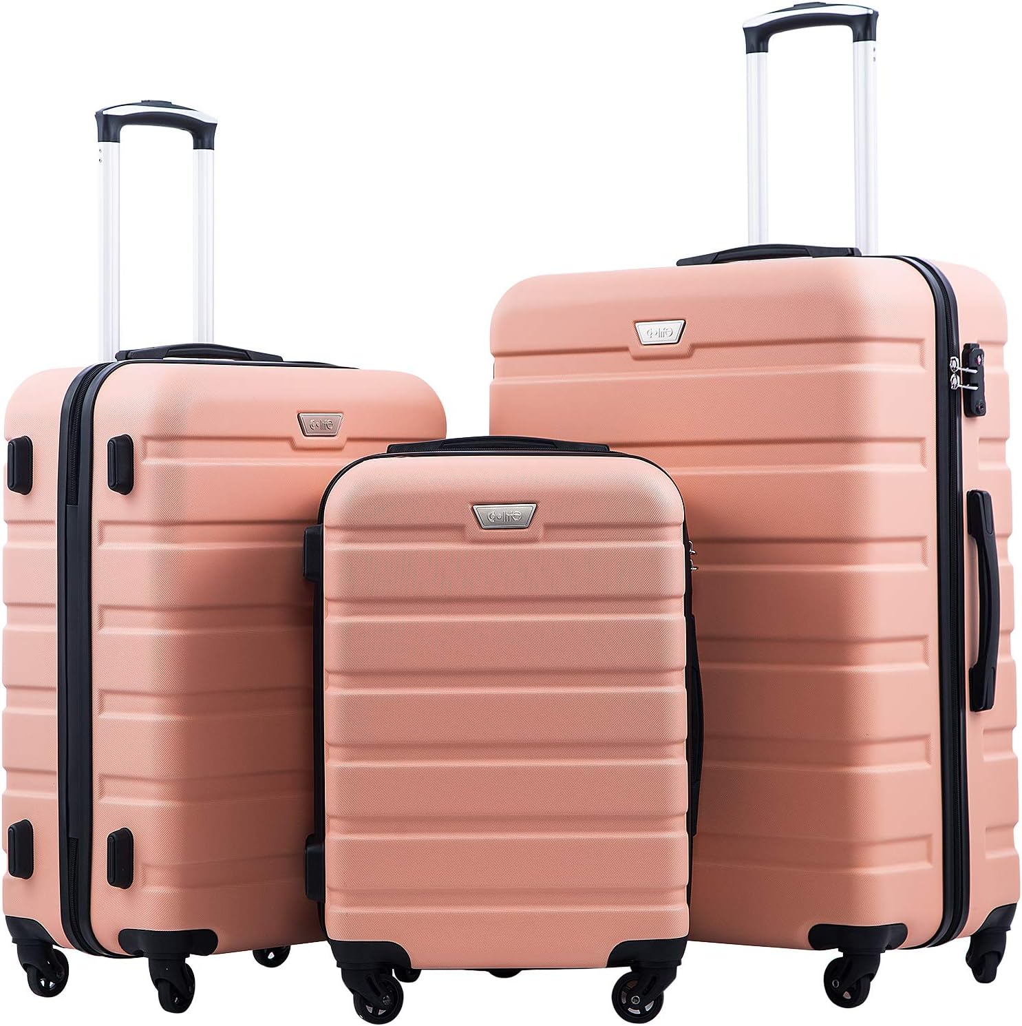 Ensemble de 3 valises Coolife, valises à roulettes rigides et légères avec serrure TSA