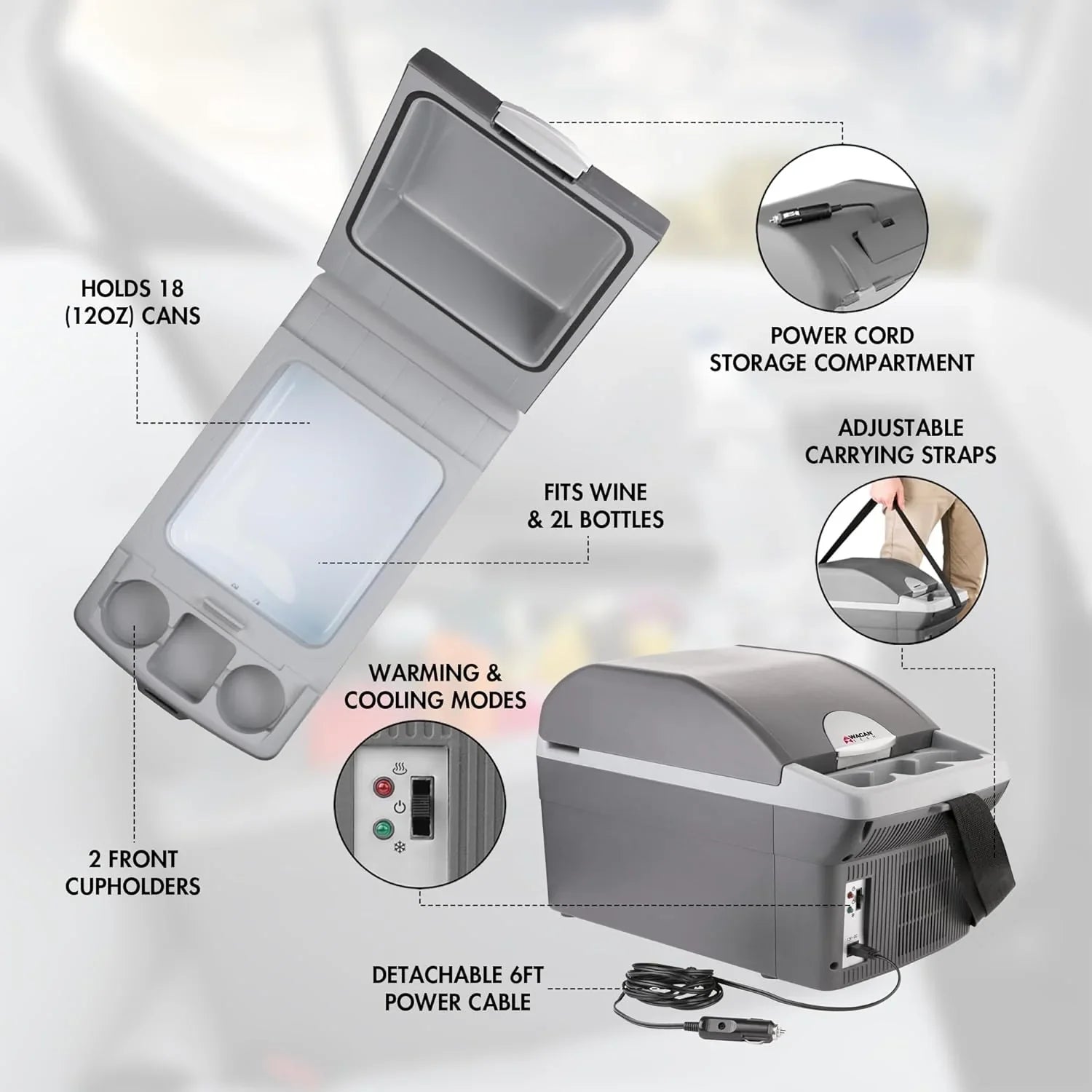 Glacière/chauffage thermoélectrique personnel, capacité de 14 litres, glacière électrique portable pour voiture avec 12/24 V CC, réfrigérateur compact 12 V