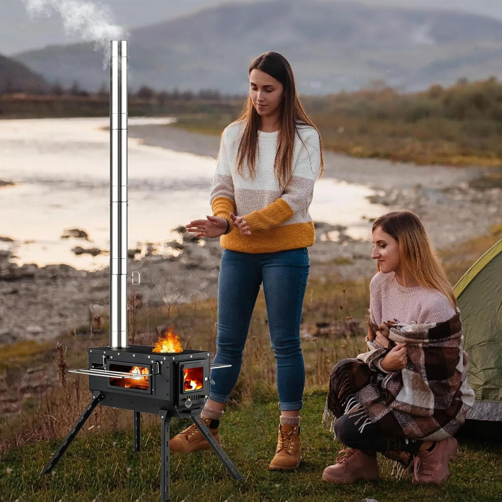 Poêle à bois pour tente chaude, petit poêle à bois pour chauffage et cuisine en extérieur, pêche sur glace, chasse