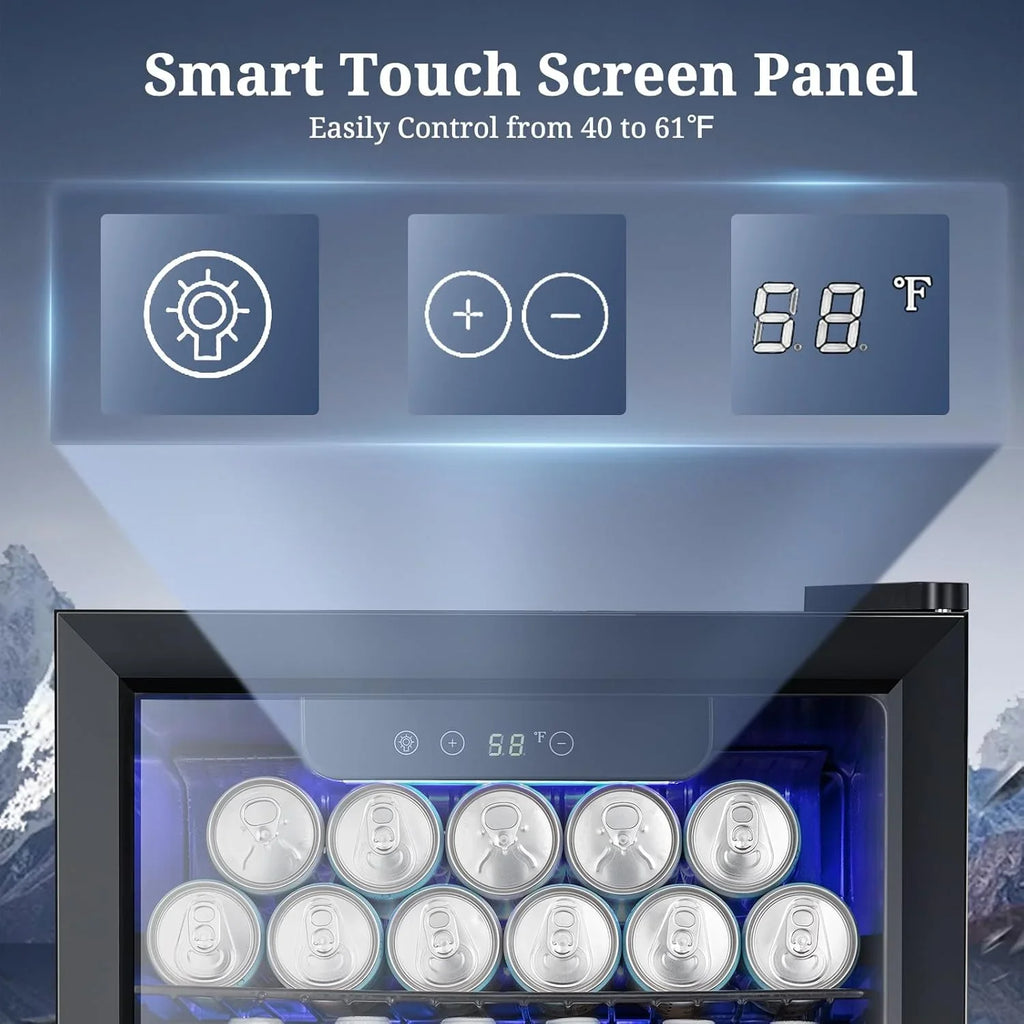 Réfrigérateur à boissons NJStar 68 canettes, mini-réfrigérateur à porte vitrée pour bière, boissons et vin, petit réfrigérateur autonome