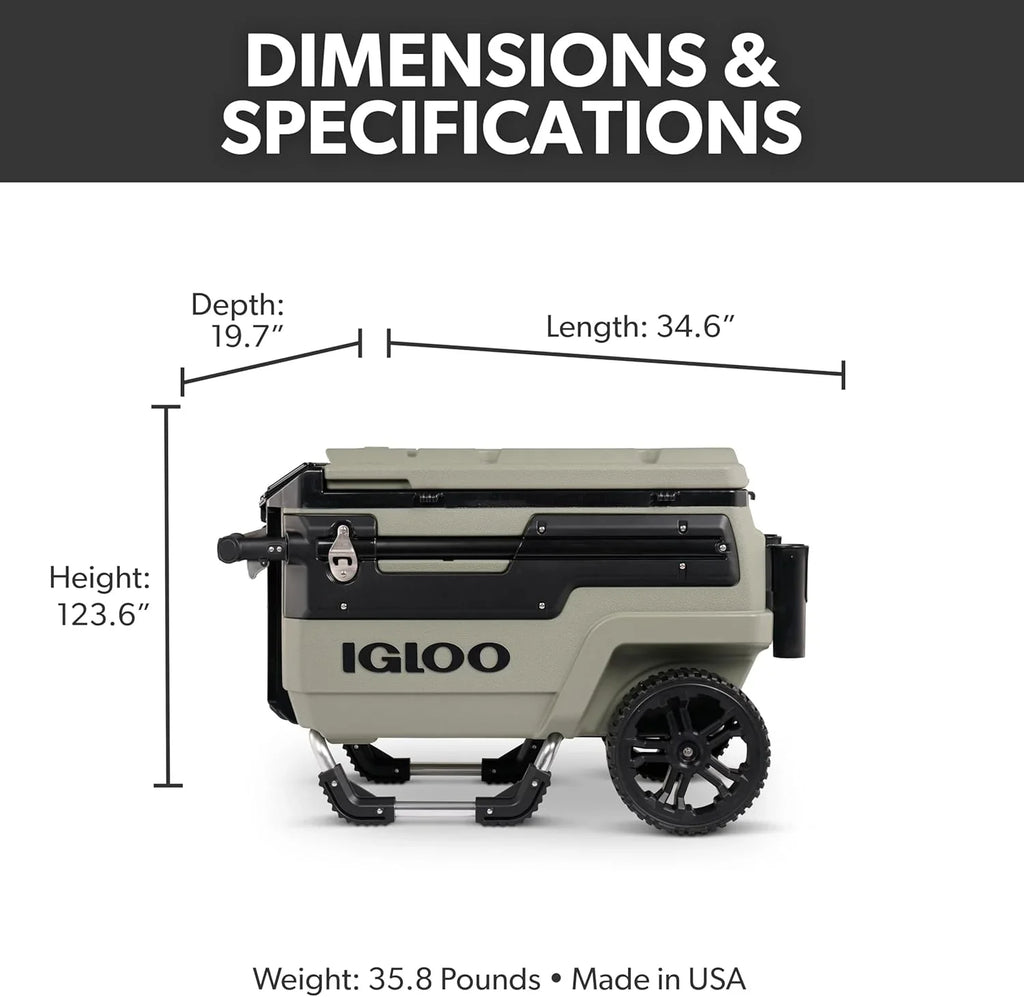 Glacière à roulettes de 70 pintes, glacière isotherme à coque rigide