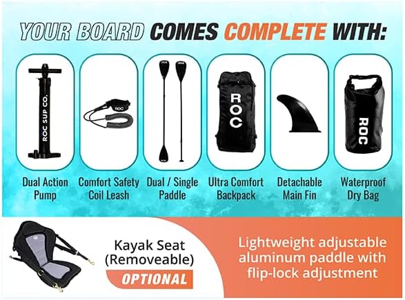 Planche de stand-up paddle gonflable ROC, accessoires de planche SUP paddle de haute qualité