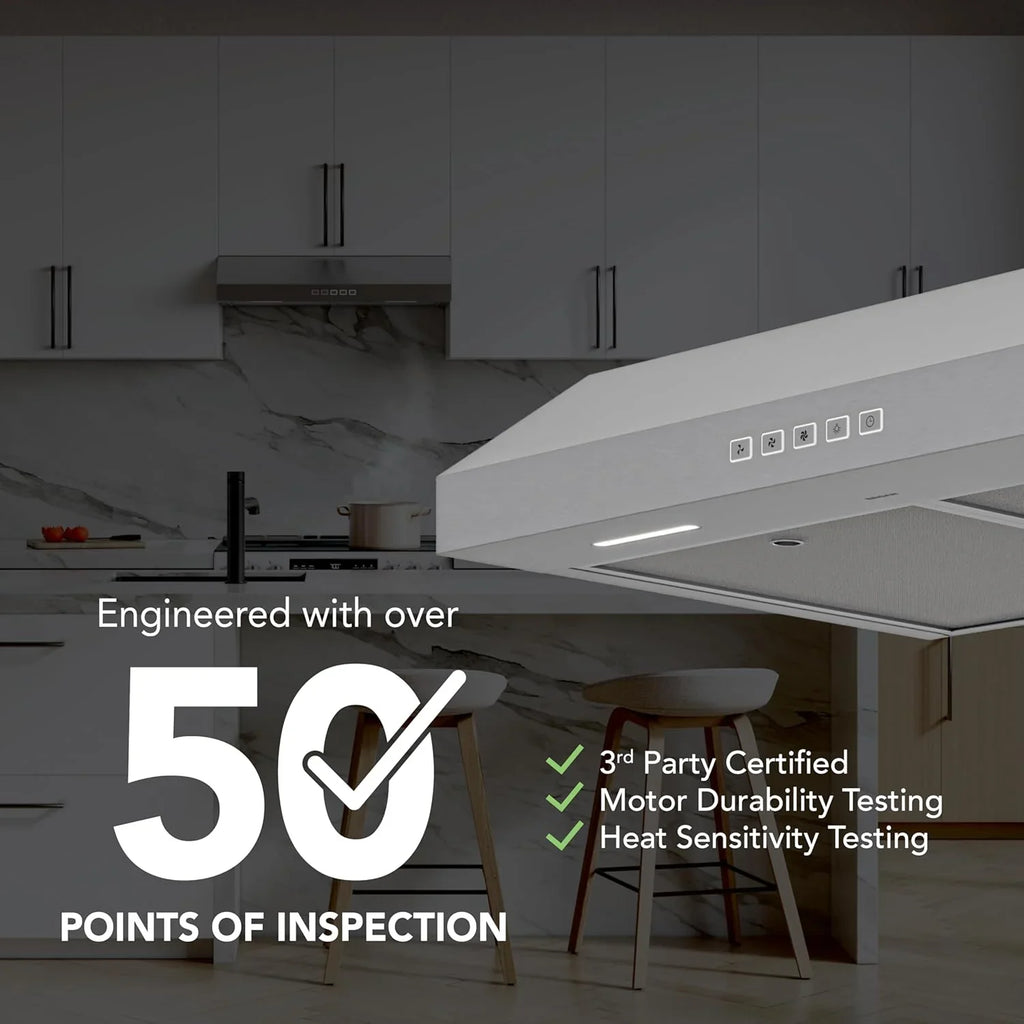 Hotte de cuisinière sous-armoire Broan-NuTone Glacier à trois vitesses avec éclairage DEL, conforme aux normes ADA