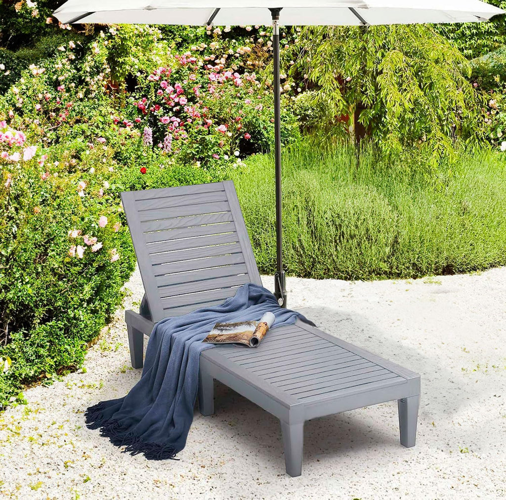 Chaises de patio - Ensemble de 2 chaises longues noires pour l'extérieur, chaise longue de jardin légère