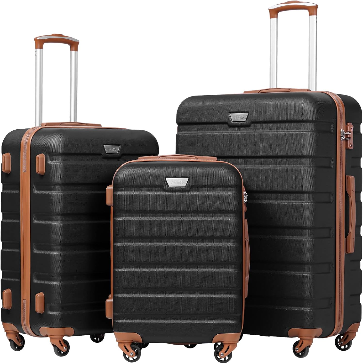 Ensemble de 3 valises Coolife, valises à roulettes rigides et légères avec serrure TSA
