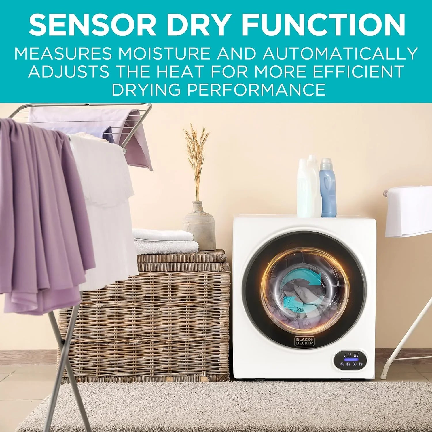 Sèche-linge compact, sèche-linge électrique de 1,5 pi³, 850 W, sèche-linge portatif ventilé de 120 V