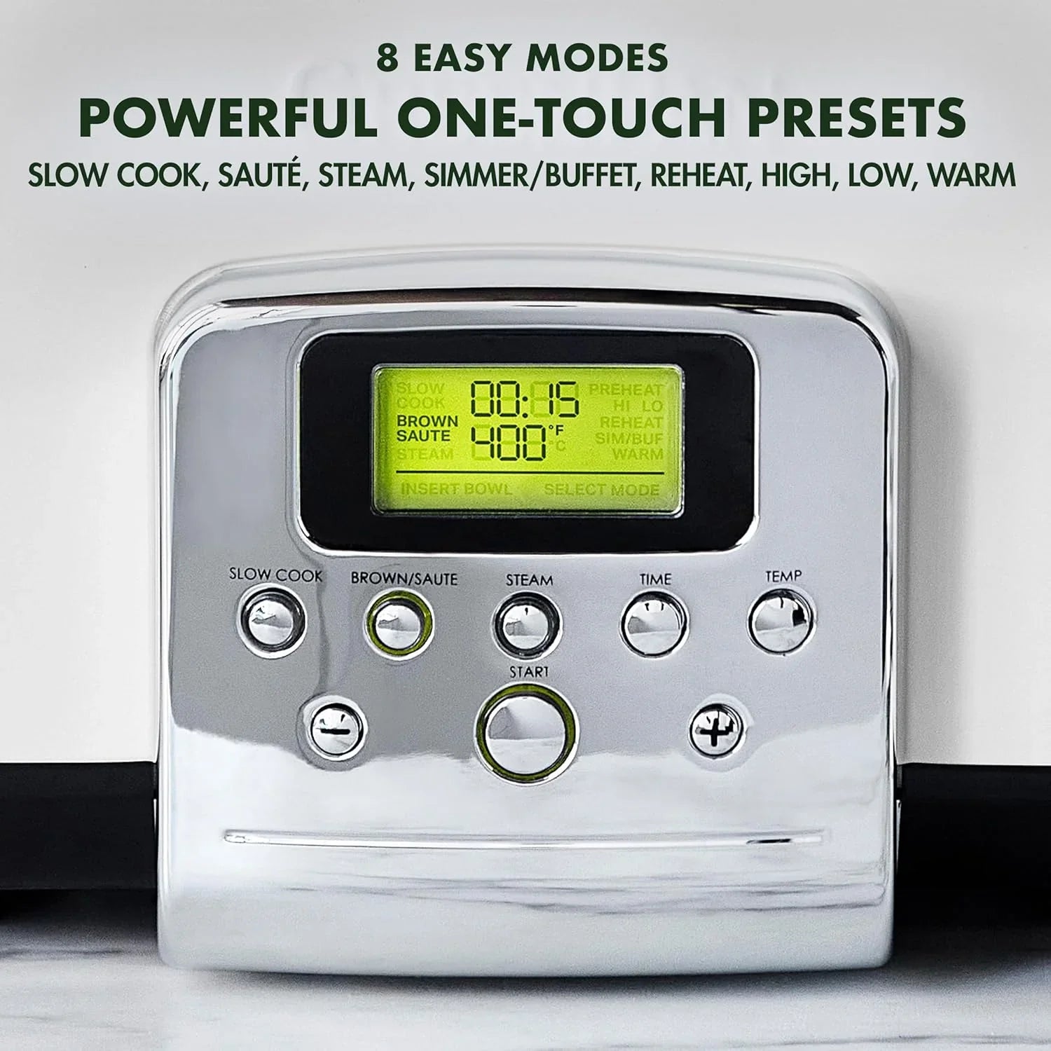 Mijoteuse électrique programmable 8 en 1 de 6 litres avec couvercle lavable au lave-vaisselle et base amovible