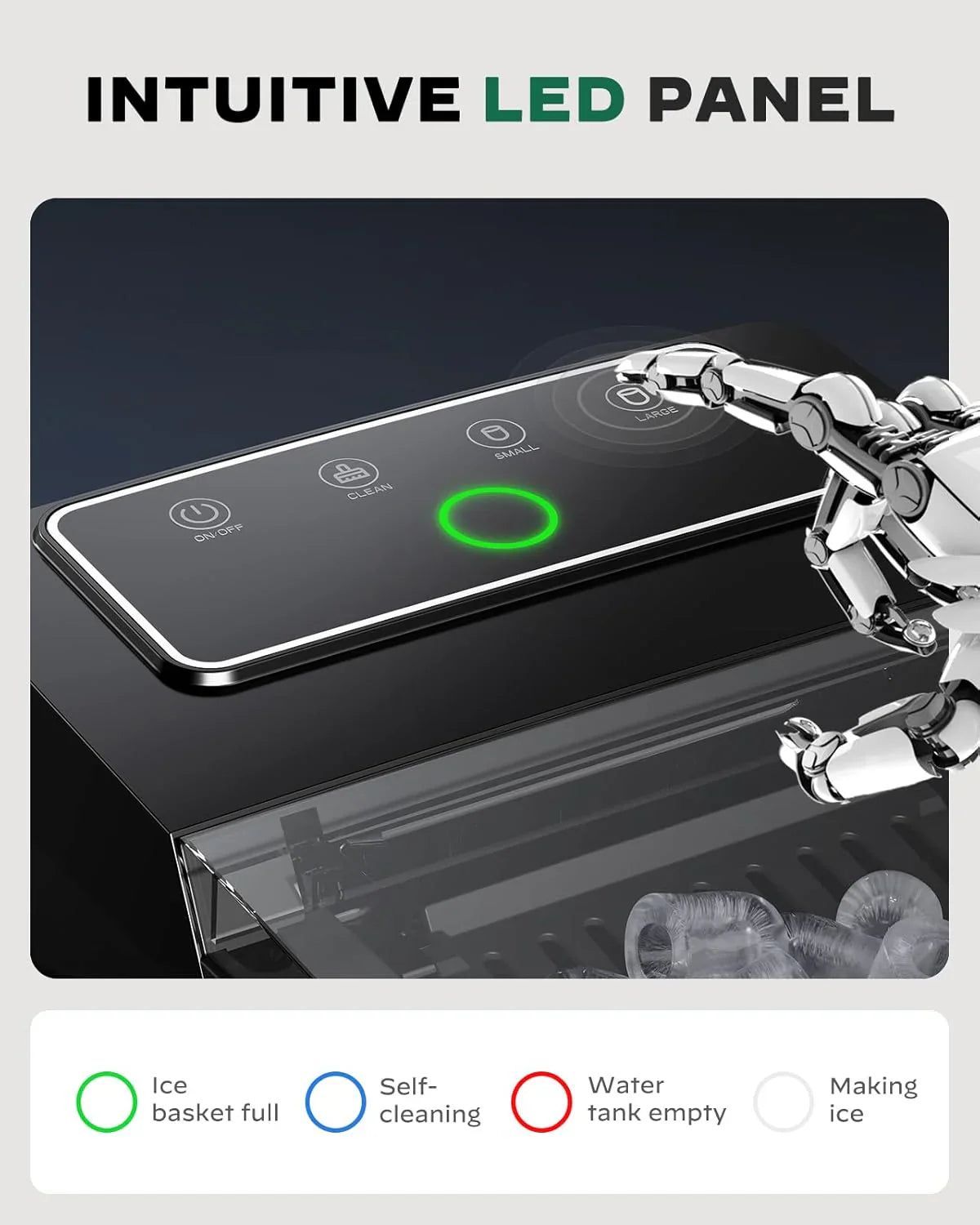 Machine à glaçons de comptoir Silonn avec panier à glaçons extensible, 9 glaçons en 6 minutes, panier à glaçons de 2,5 L, machine à glaçons autonettoyante avec commande tactile à LED