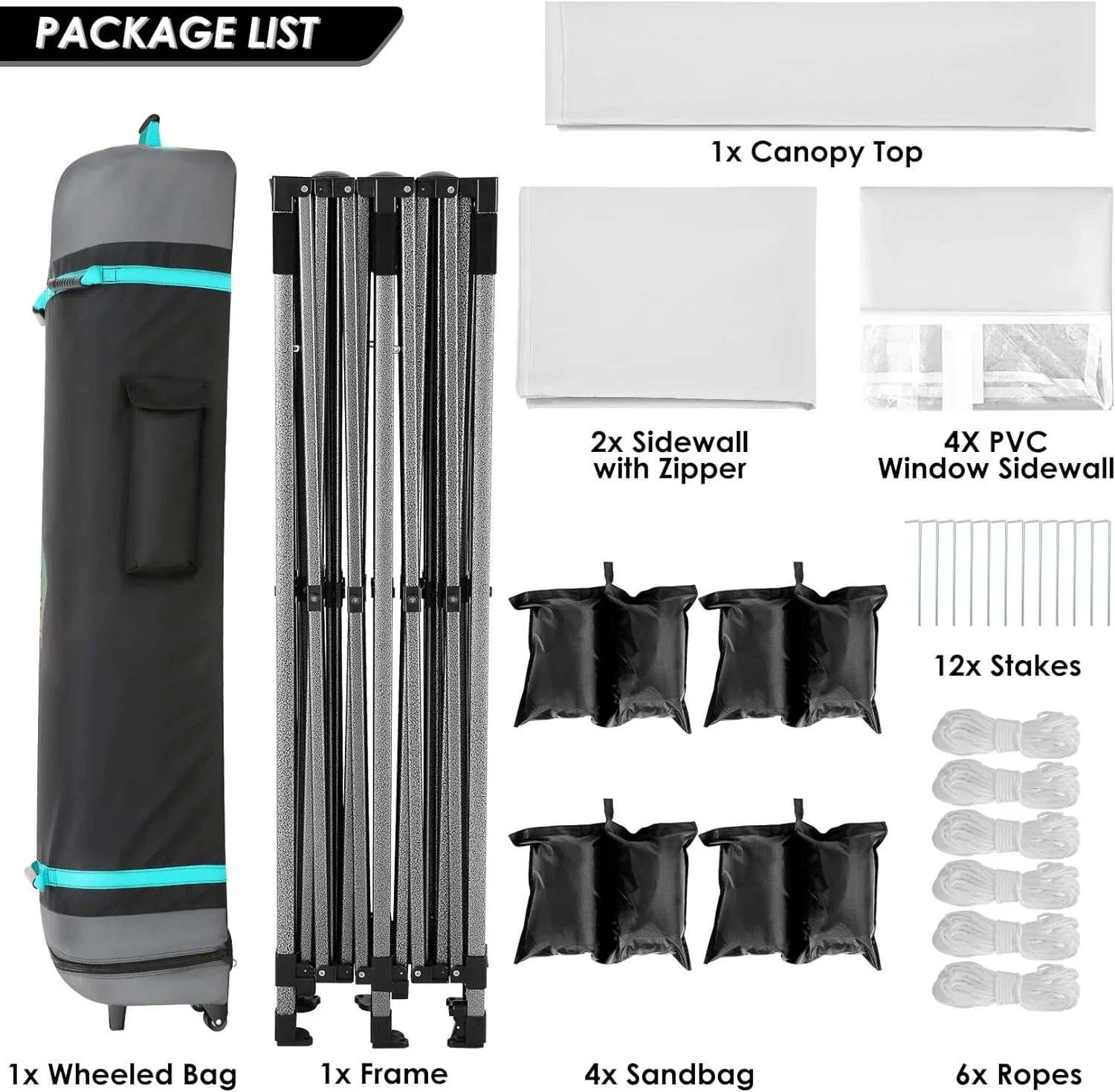 Tente pop-up robuste COBIZI 10x20 avec 6 parois latérales, facile à installer