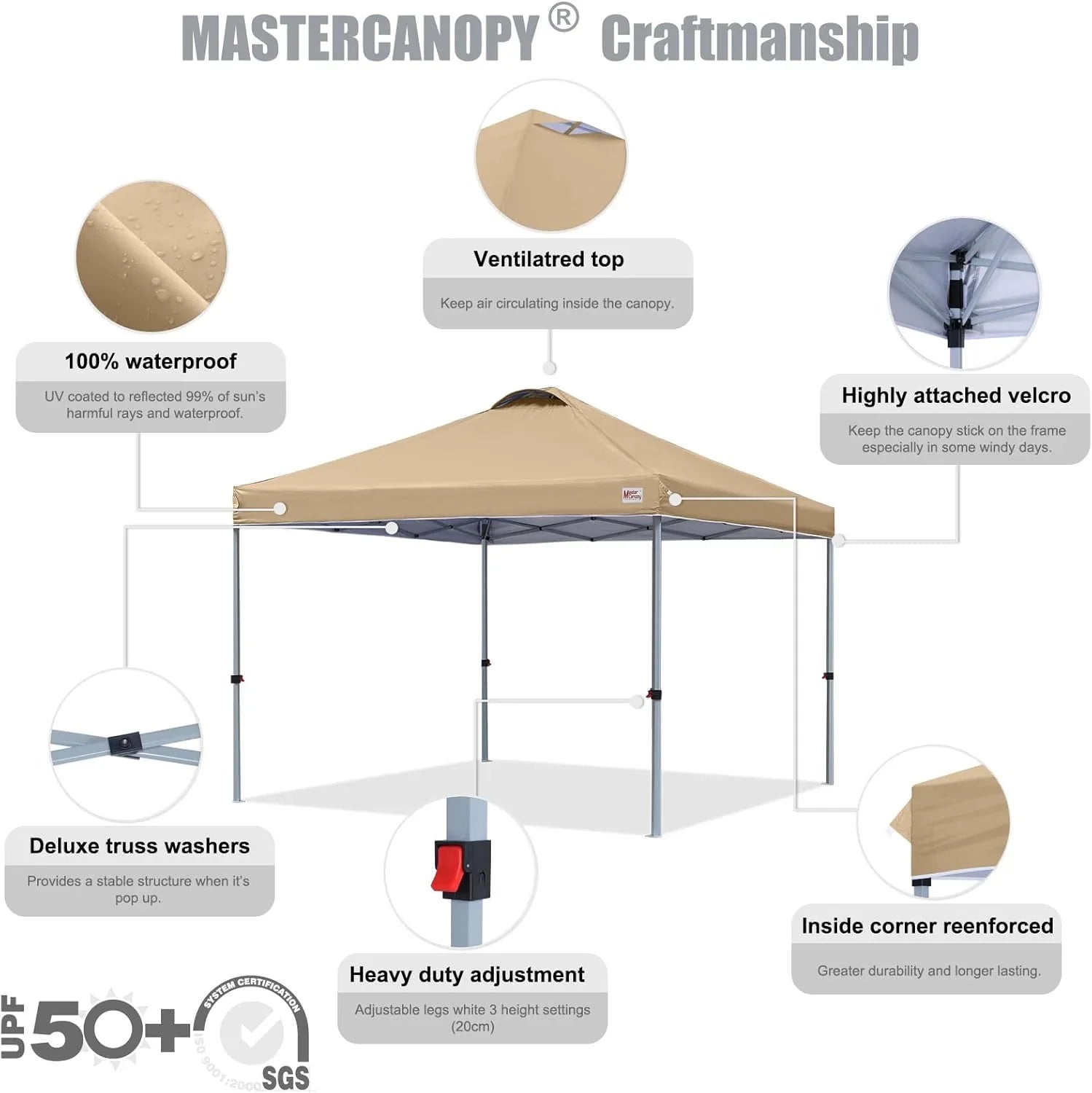 Tente pop-up robuste avec sac à roulettes (10 x 10, noir)