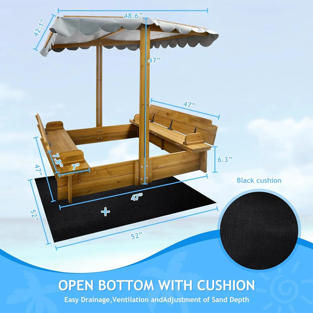 Bac à sable pour enfants avec couvercle, bac à sable extérieur en bois avec couvercle, protection UV