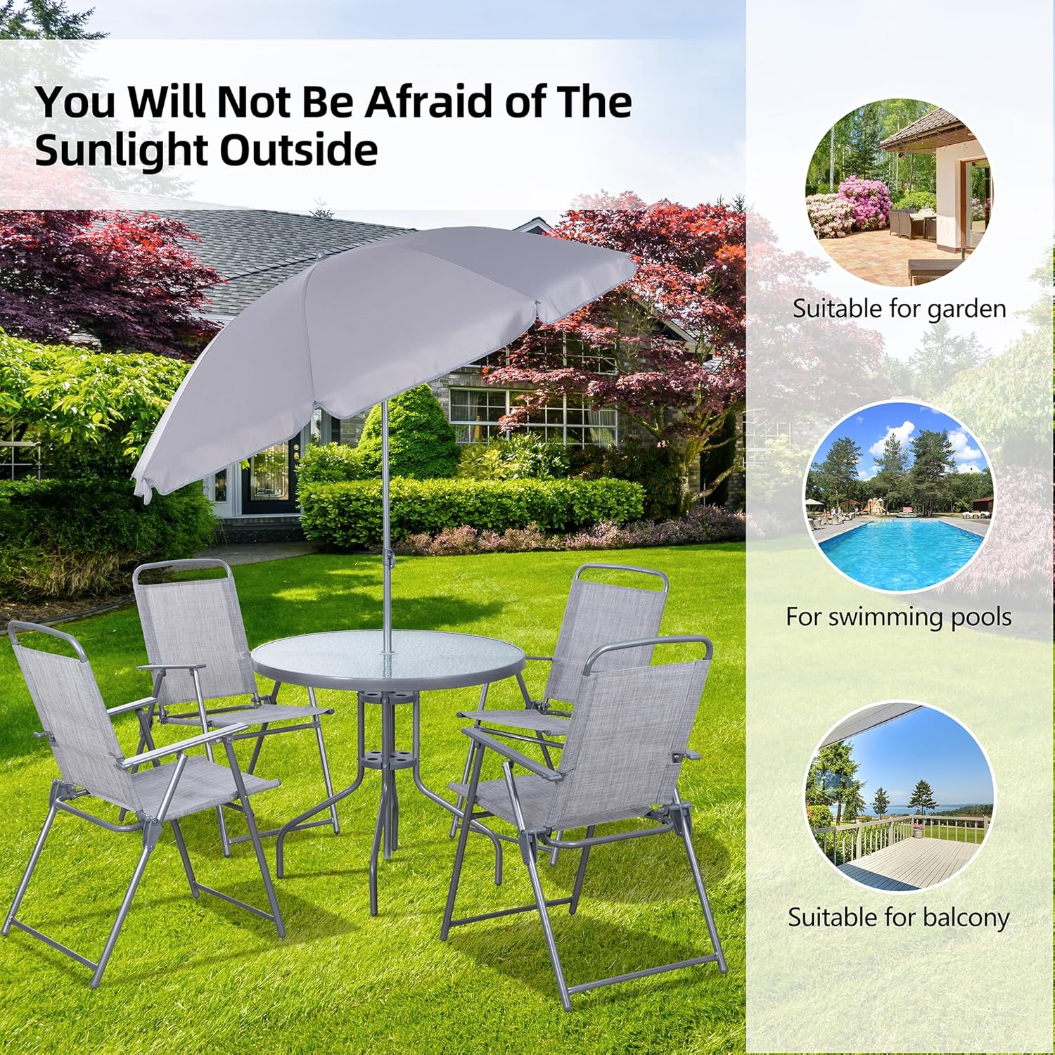 Ensemble table et chaises de salle à manger pliantes Vongrasig 6 pièces