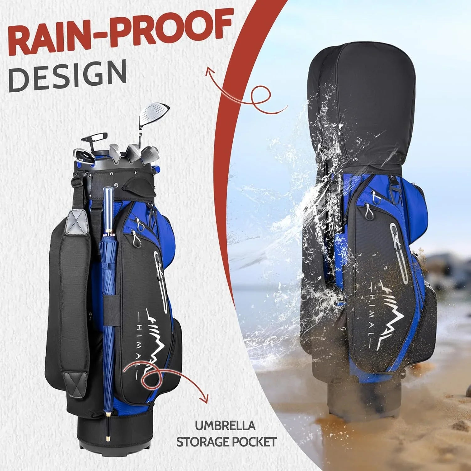 Sac de golf chariot Pro 14 compartiments avec compartiments sur toute la longueur, sac de golf pour homme