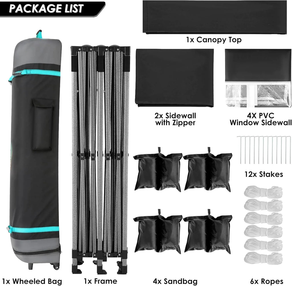 Tente pop-up robuste COBIZI 10x20 avec 6 parois latérales, facile à installer