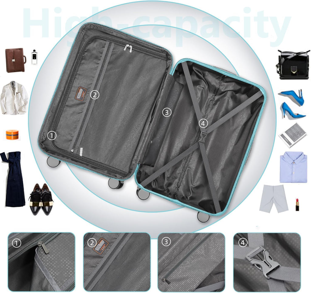 Ensemble de bagages à main légers et extensibles à coque rigide de 6 pièces