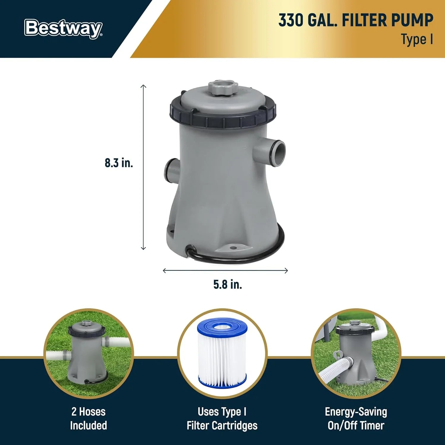 Kit de piscine hors sol extérieure à cadre métallique rond Steel Pro MAX 10' x 30'